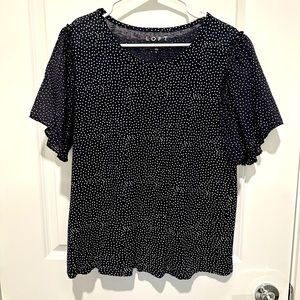 LOFT linen shirt with ruffle sleeve detail size L